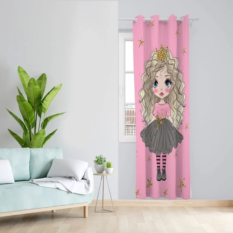 پرده مدل دخترانه مخمل پانچی کد 1003 سایز 140x280 سانتی متر
