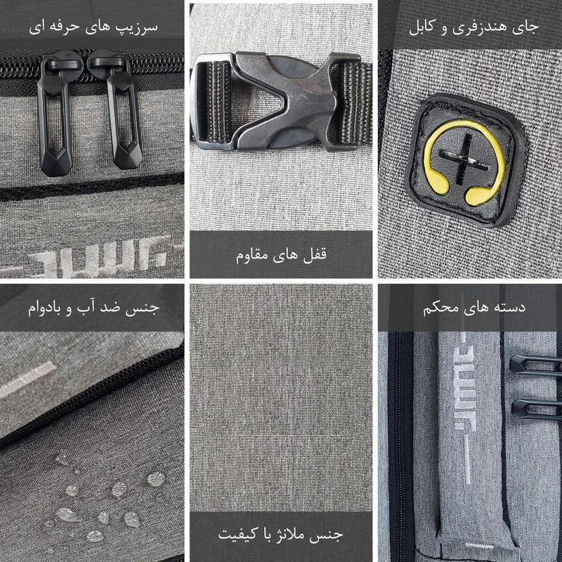کوله پشتی لپ تاپ برساد مدل Bb 104 plus مناسب برای لپ تاپ 15 تا 17 اینچی
