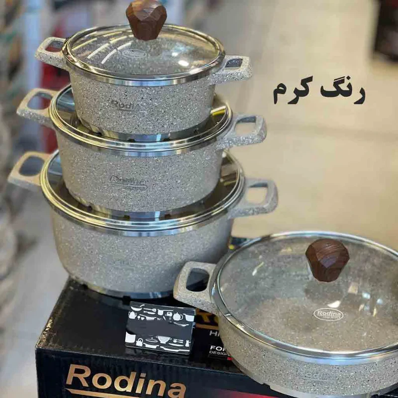 سرویس قابلمه و تابه آلمینیوم گرانیت 8 پارچه رودینا کد 08