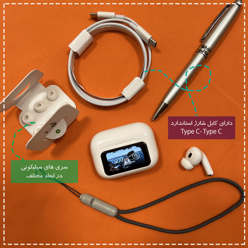 هدفون بلوتوثی مدل PJD Pro2nd V5.4 Light دارای نویز کنسلینگ فعال (ANC)، درگاه شارژ USB Type-C، شارژ بی سیم، پشتیبانی از فرمان لمسی، نمایشگر روی صفحه محفظه شارژ، نشانگر LED