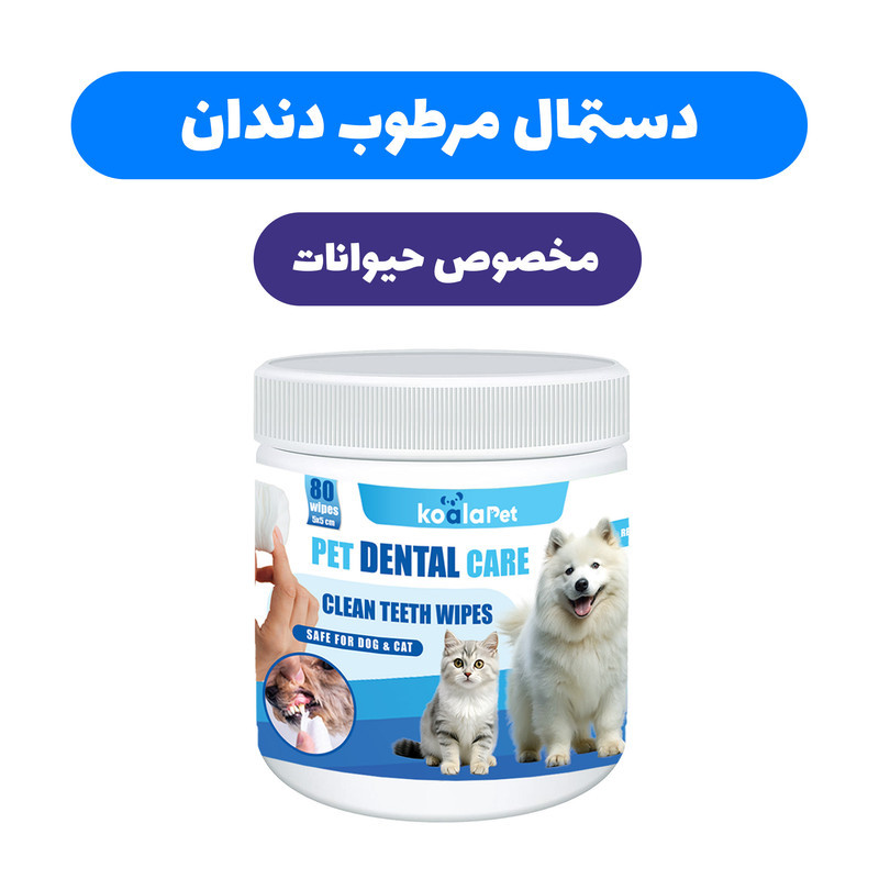دستمال مرطوب بهداشت دندان حیوانات کوالاپت مدل dental Wipes01 بسته 80 عددی