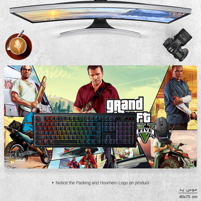 ماوس پد مخصوص بازی هومرو مدل MX215 طرح بازی جی تی ای GTA V