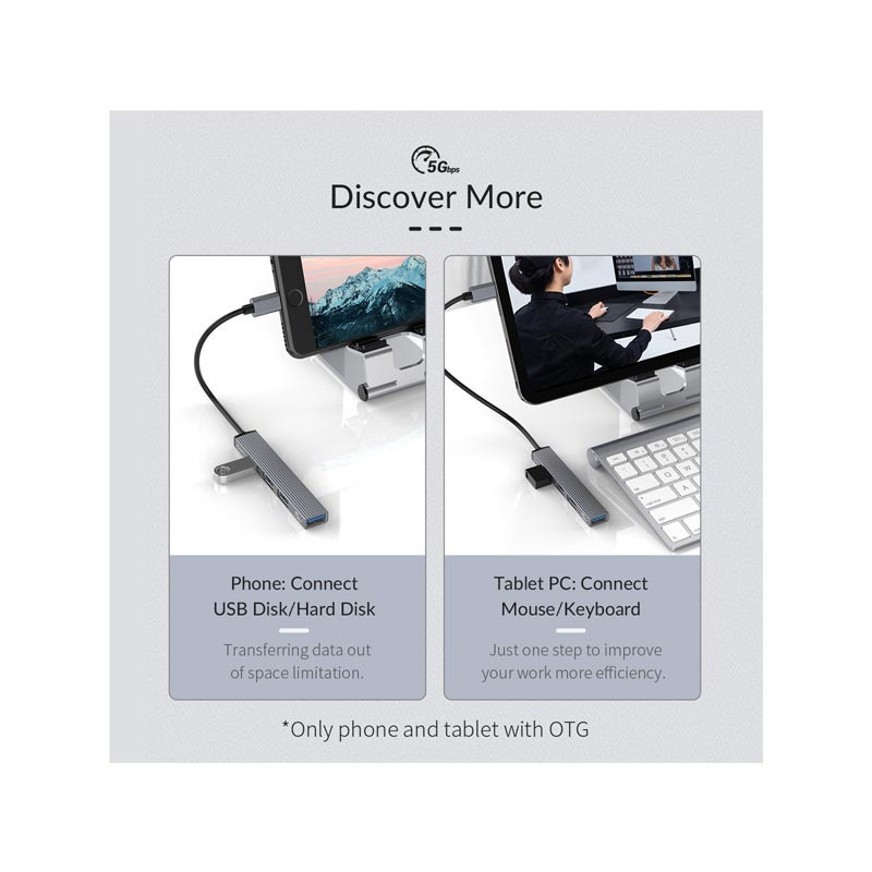 هاب 4 پورت usb-C اوریکو مدل AH-13