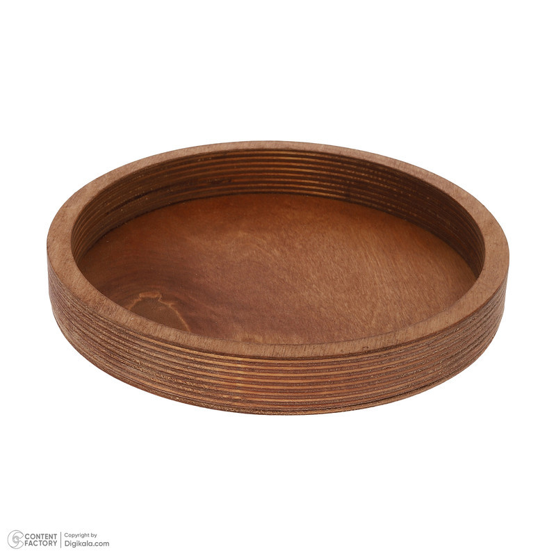 سینی سرو چوبی دایره‌ای مجموعه 5 عددی، مناسب پذیرایی و اردوخوری، سایز 12 تا 28 سانتی‌متر، ارتفاع 3.5 سانتی‌متر، بدون امکان شستشو