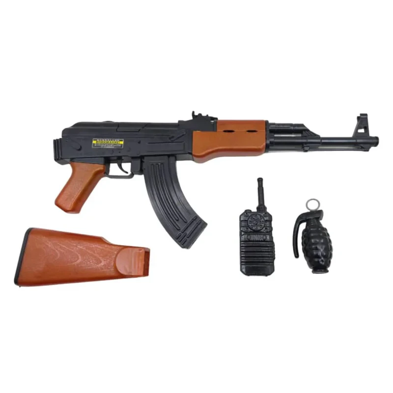 تفنگ بازی ناب سل مدل کلاشینکف AK-47 به همراه بیسیم و نارنجک