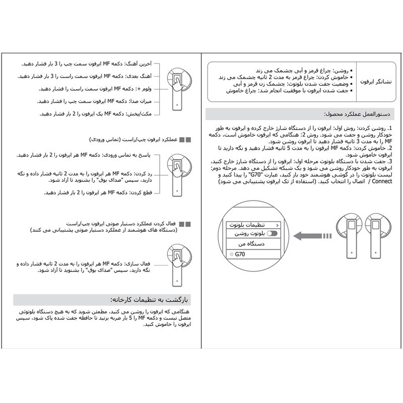 هندزفری بلوتوثی کلکسی مدل G70 TWS