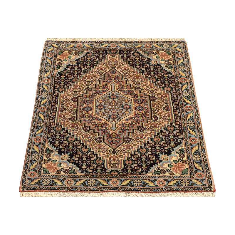 فرش دستبافت نیم متری طرح سنندج کد 45P997 زمینه کرم قهوه ای