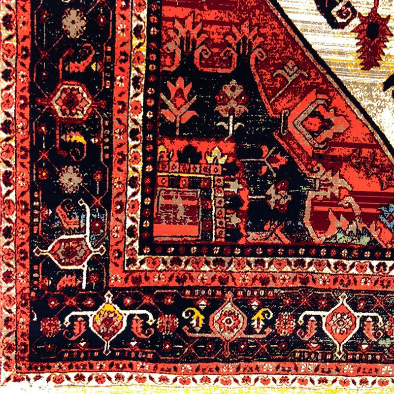 فرش ماشینی ستاره کویر یزد مدل شاهکارنوین کد n-124 زمینه کرم