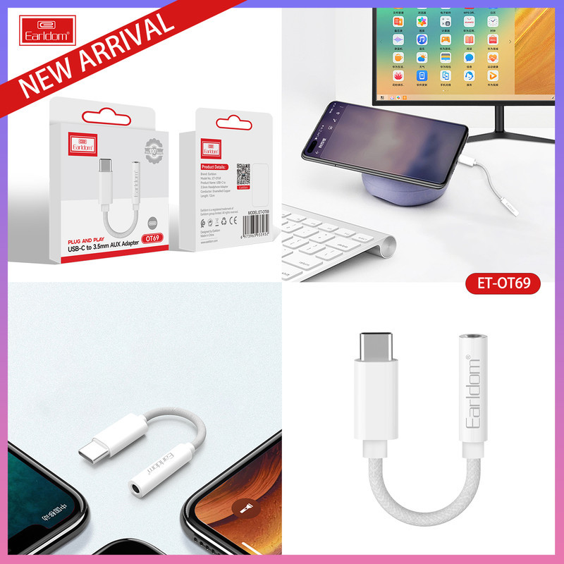مبدل USB-C به جک AUX ارلدام مدل ET-OT69