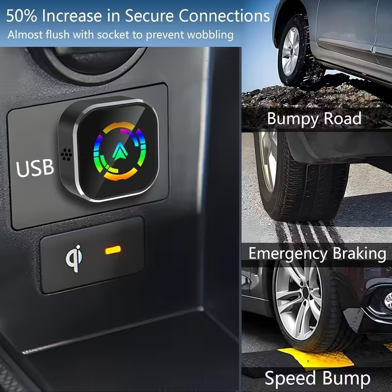 کارپلی و اندروید اتو مدل Wireless CarPlayAndroid Auto Q1A به همراه مبدل USB به USB-C