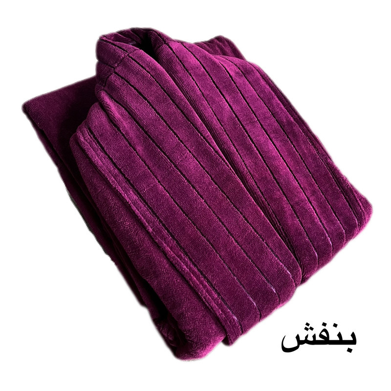 حوله پالتویی آقای کاریزما طرح یقه ابریشم مدل راه راه سایز 125 سانتی متر مناسب محدوده قد 160 الی 185 سانتی متر