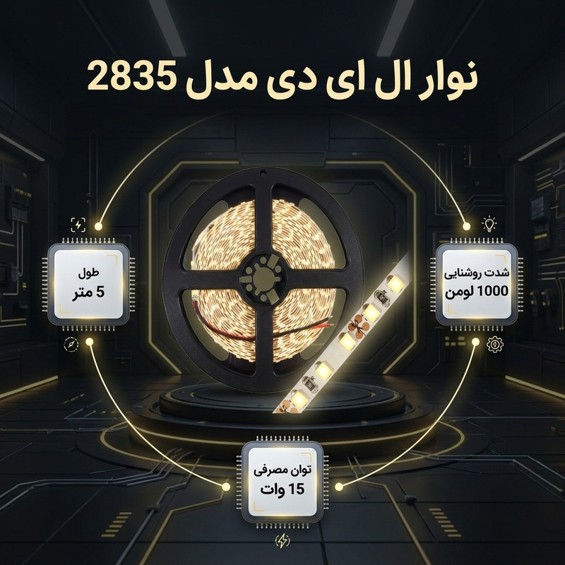 نوار ال ای دی مدل 2835 طول 5 متر