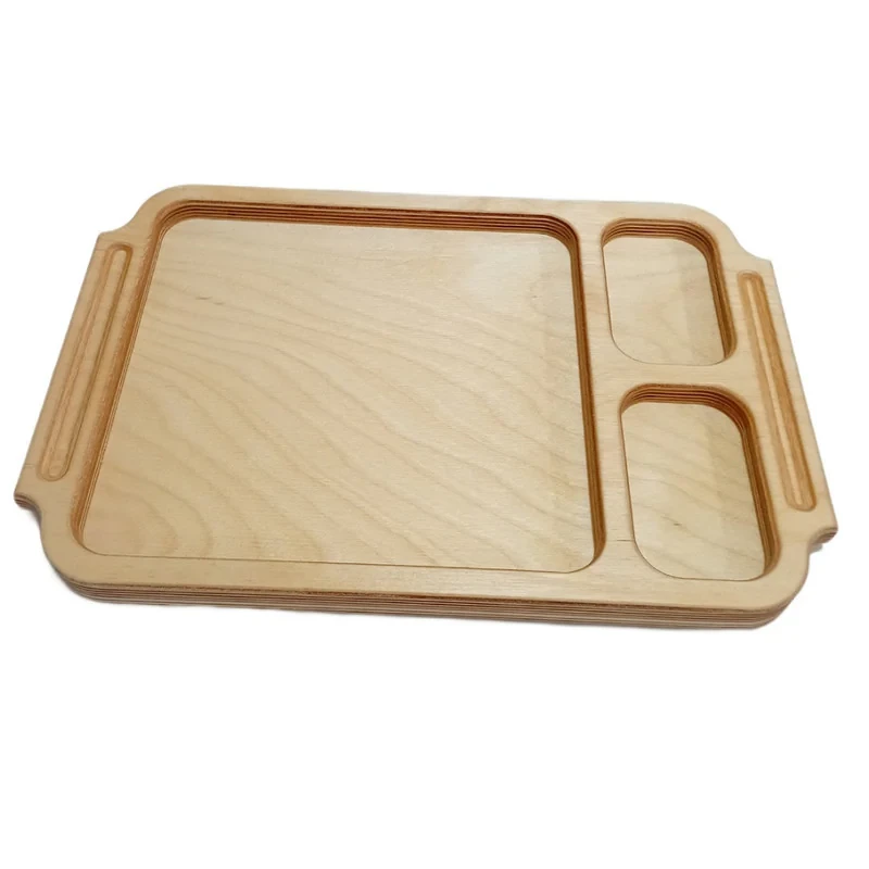 سینی دسته دار مدل چوبی طرح سه خانه کد MP21