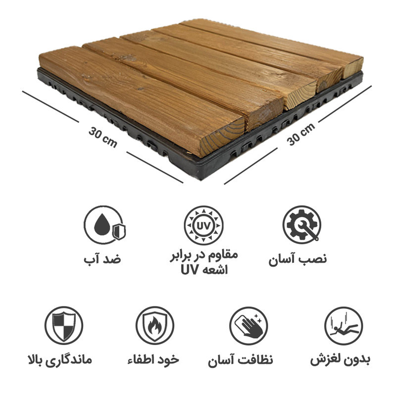کفپوش مدل تایل ترموود پنج ردیفه سایز 30x30 سانتی متر