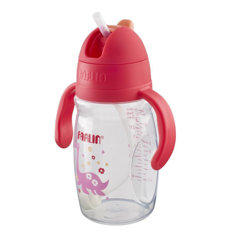 لیوان آبمیوه خوری کودک فارلین مدل نی دار سوپاپ دار کد AG-10021
