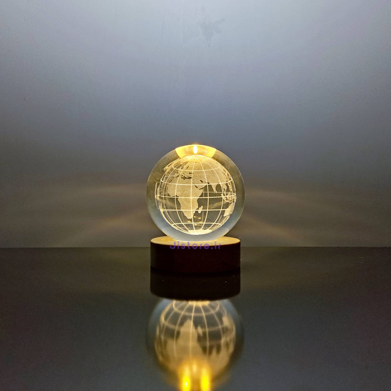 چراغ رومیزی مدل گوی کریستالی چراغدار طرح کره زمین کد 91071-2K