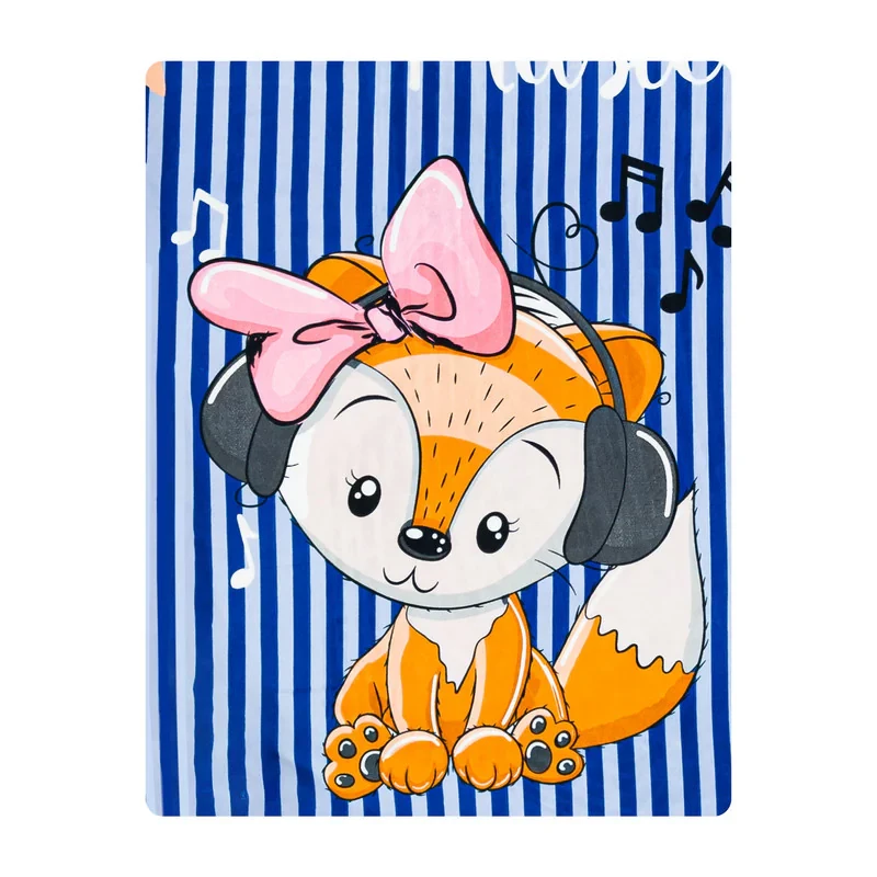 ملحفه میکرو کودک آدنو مدل Lovely fox کد MC15 سایز 100x150 سانتی متر