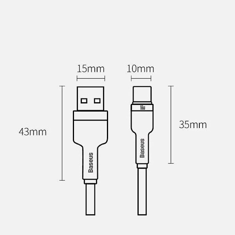 کابل تبدیل USB به USB-C بیسوس مدل CAKF000201 66W طول 2 متر