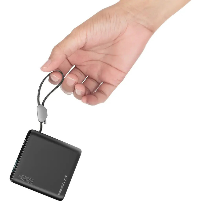 پاور بانک 45 وات پاورولوجی مدل ppbcha60 با ظرفیت 15000 هزار میلی آمپر ساعت به همراه کابل USB-C