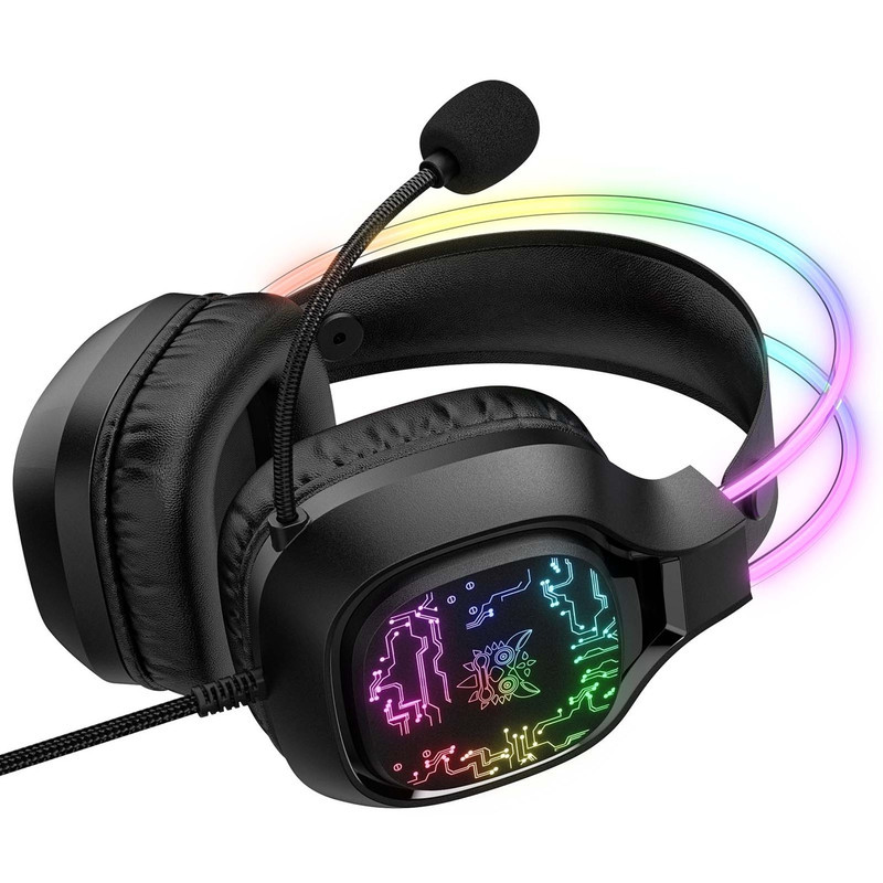 هدست گیمینگ Onikuma مدل X22 بدون قابلیت نویز کنسلینگ، درگاه USB، دارای نورپردازی RGB، امپدانس 32 اهم