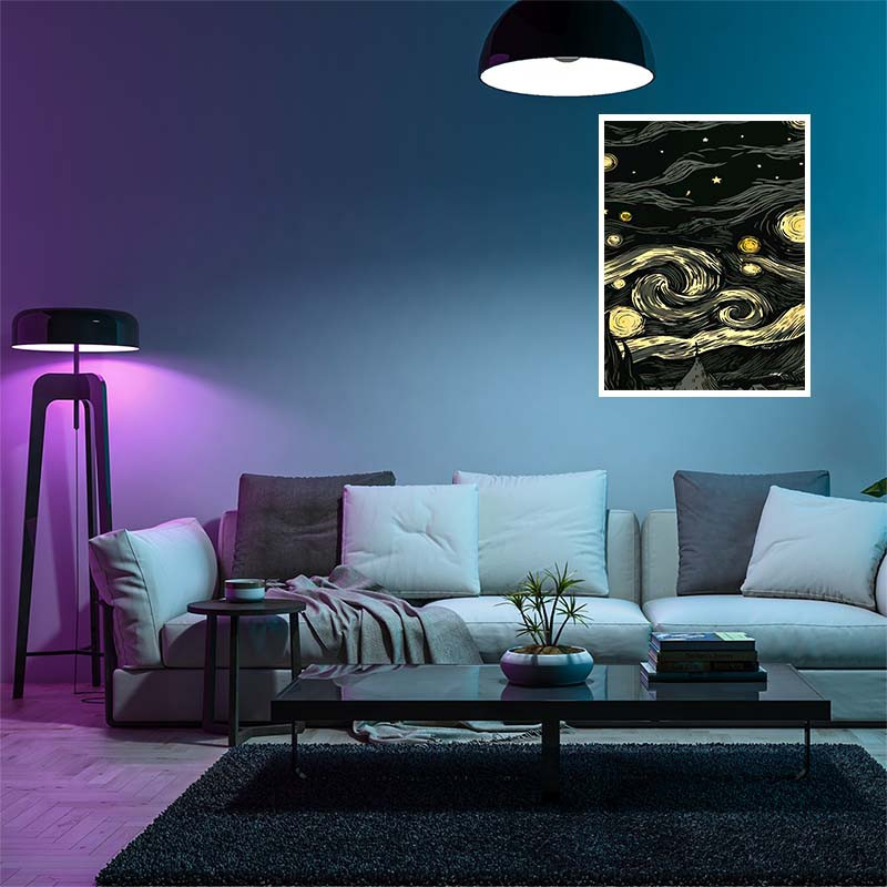 پوستر کارنيکا طرح شب پرستاره فانتزی ون‌گوگ Fantasy Starry Night Van Gogh کد 40208 مجموعه 8 عددی