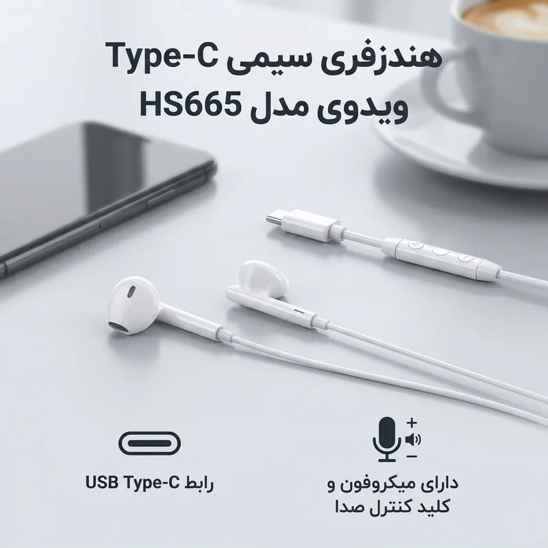 هندزفری سیمی ویدوی مدل  HS665 Type-C