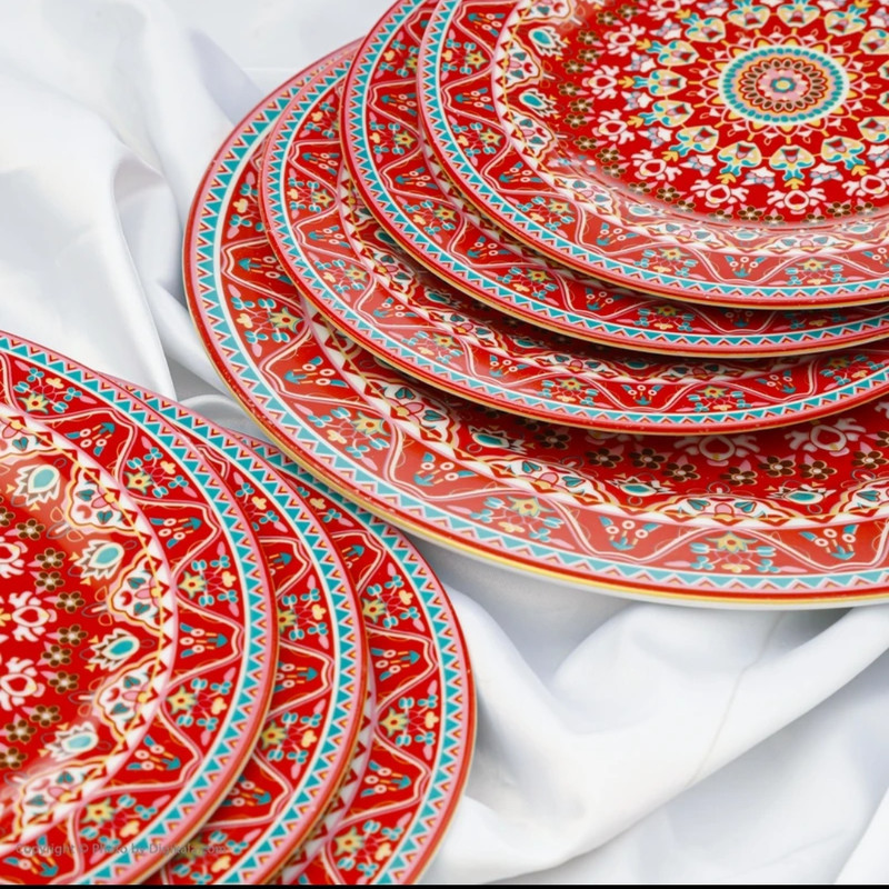 بشقاب میوه خوری مقصود مدل ترنج بسته 6 عددی