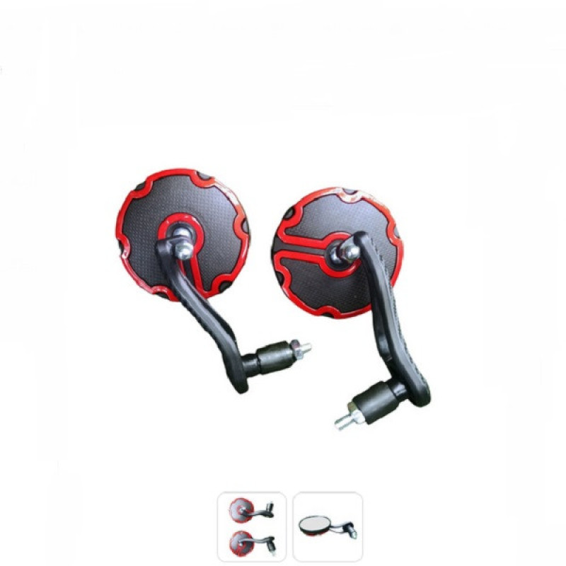 آینه سر فرمان موتور سیکلت طرح کربن RED مجموعه 2 عددی