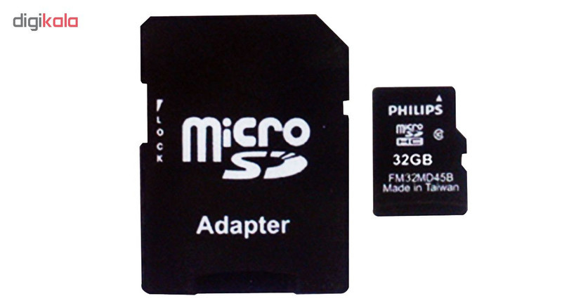 کارت حافظه‌ microSDHC فیلیپس مدل FM32MA45B کلاس 10 استاندارد U1 ظرفیت 32 گیگابایت به همراه آداپتور SD
