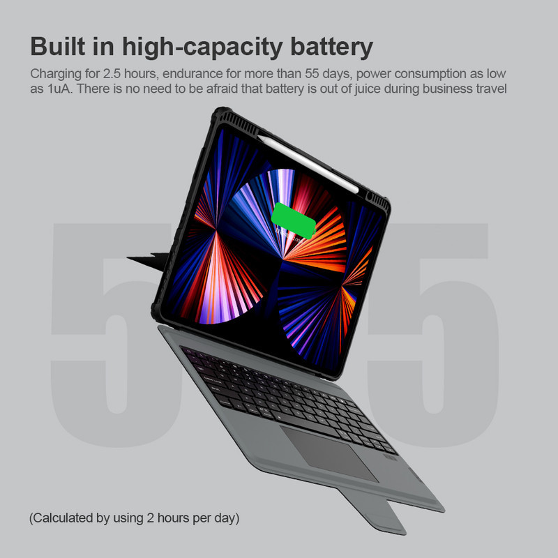 کیف کلاسوری کیبورد دار نیلکین مدل Bumper Combo مناسب برای تبلت اپل iPad Pro 12.9 2022 iPad Pro 12.9 2021 iPad Pro 12.9 2020