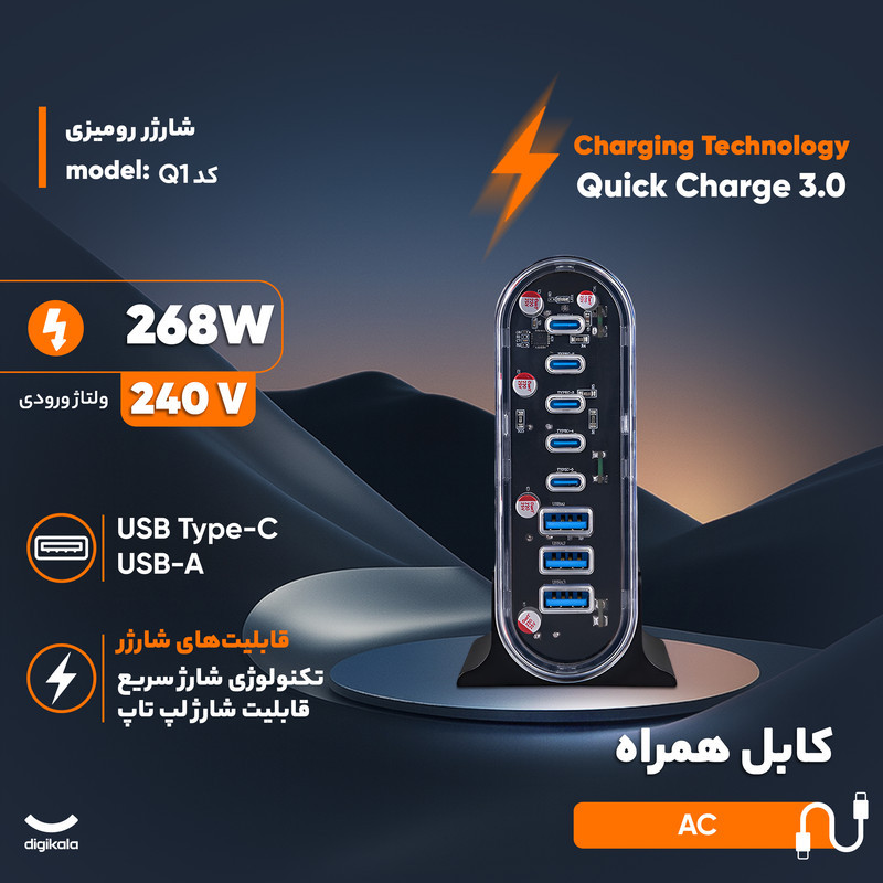 شارژر رومیزی 268 وات کبالت کد Q1