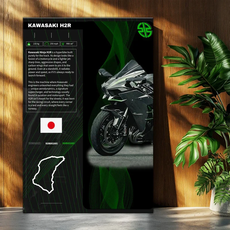 تابلو شاسی بکلیت طرح موتور سنگین نینجا کاوازاکی NINJA KAWASAKI H2R مدل T-po1685
