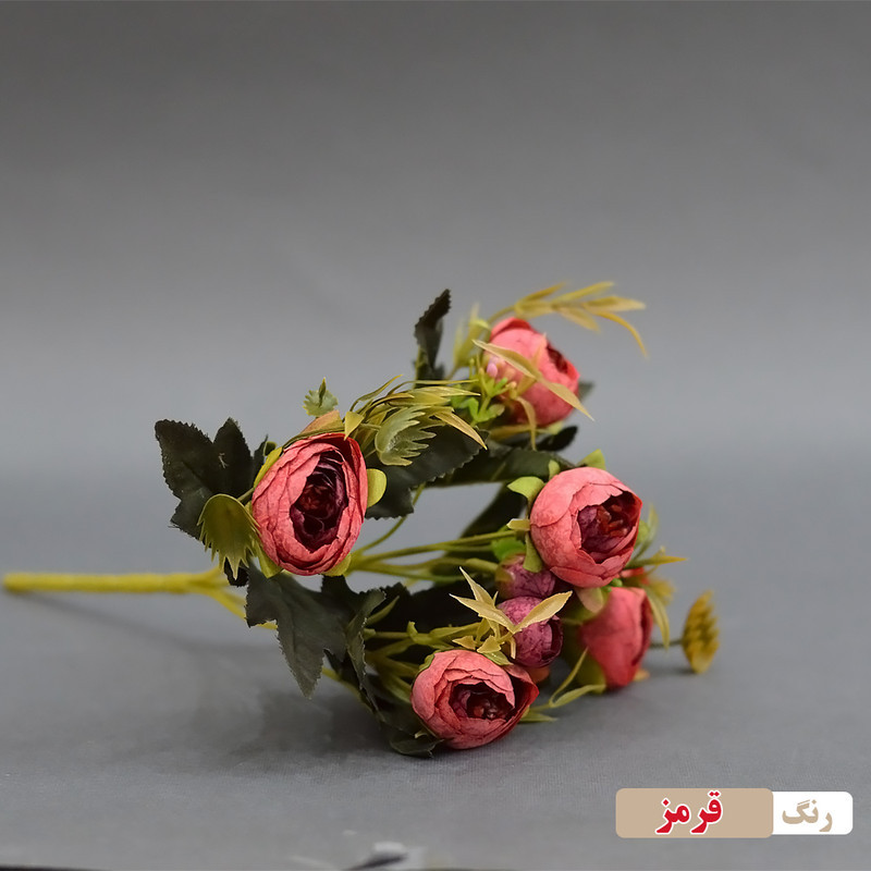 گل مصنوعی بوته نسترن، ابعاد 15x15x30 سانتی‌متر، وزن 30 گرم