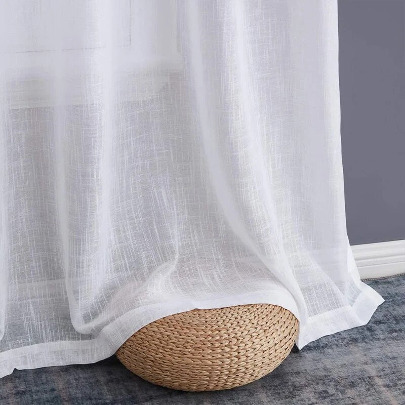 پرده تیکو دکو مدل کتان تور بالای سینکی سایز 140*40 سانتیمتر مجموعه دو عددی
