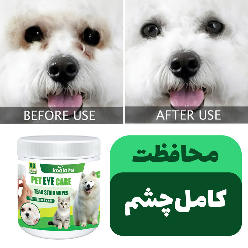 دستمال مرطوب سگ و گربه مخصوص گوش و اطراف چشم کوالاپت مدل  Wipes03 بسته دو عددی