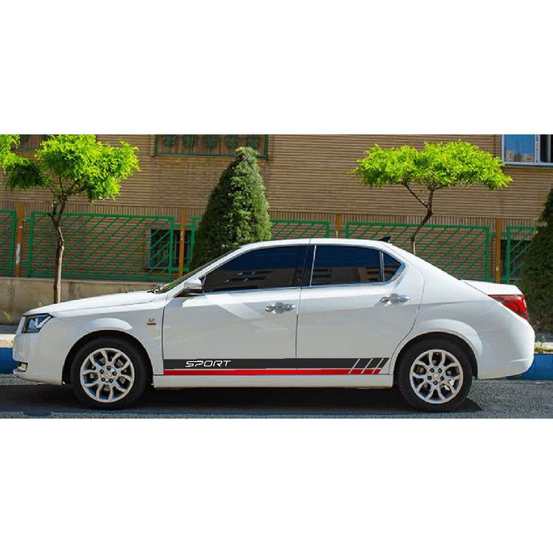 برچسب بدنه خودرو رایسان  طرح اسپرت کد Pb010r بسته 2 عددی