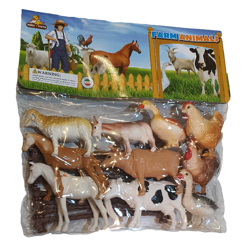 فیگور نیکی تویز طرح حیوانات اهلی مدل FARM ANIMALS بسته 14 عددی