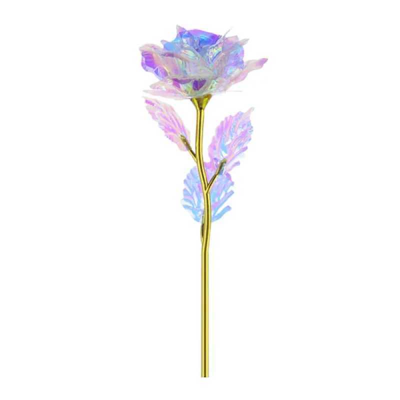 گل مصنوعی رز مدل m01 از جنس PVC با ابعاد 9×9×23 سانتی‌متر و وزن 90 گرم