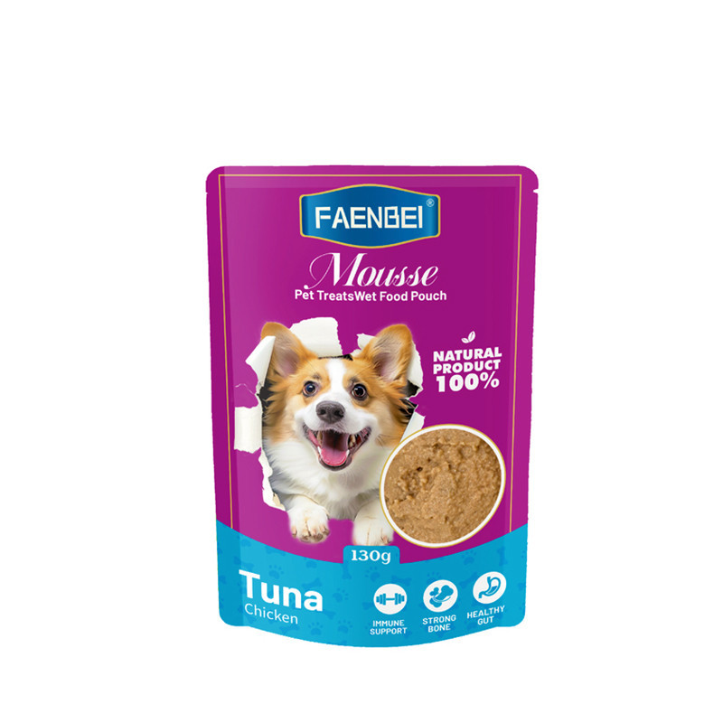 پوچ سگ فنبی مدل Mousse طعم ماهی تن و مرغ وزن ۱۳۰ گرم