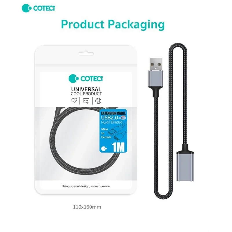 کابل افزایش طول USB کوتتسی مدل 87802-2m طول 2 متر