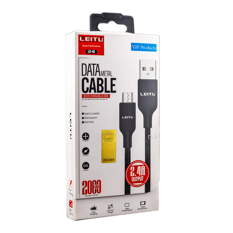 کابل تبدیل USB به MicroUSB لیتو مدل LD-48 طول 2 متر