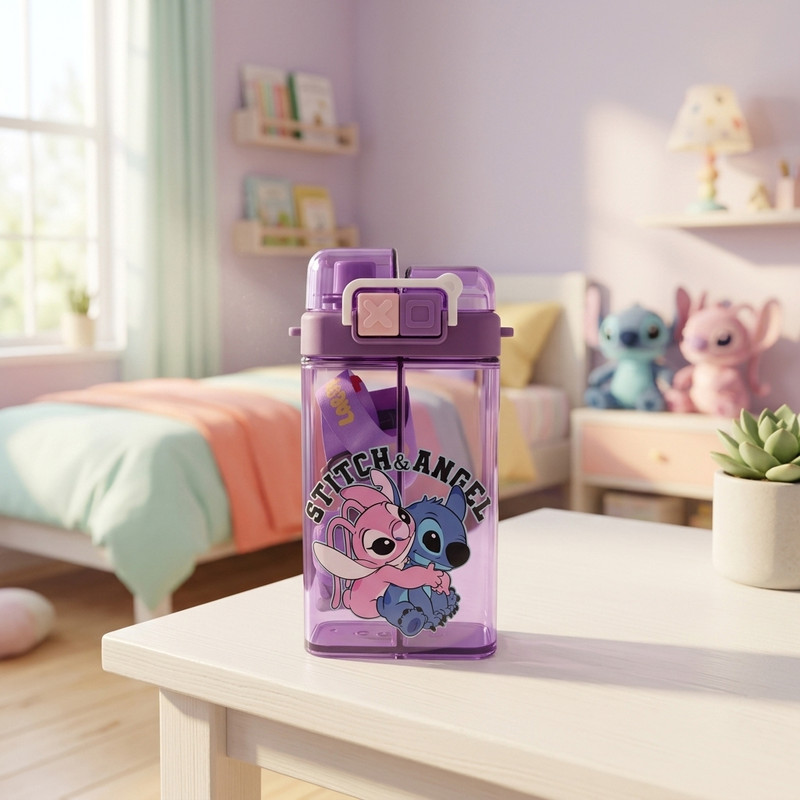 قمقمه کودک مدل کتابی دومخزنه طرح استیچ و آنجل Stitch & Angel گنجایش 0.5 لیتر