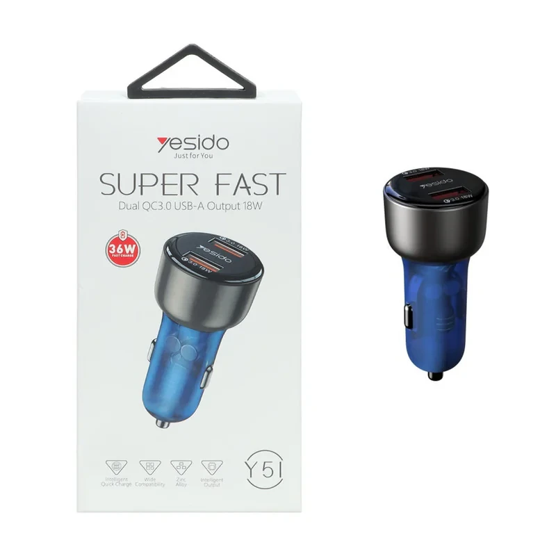 شارژر فندکی 36 وات یسیدو مدل Y51