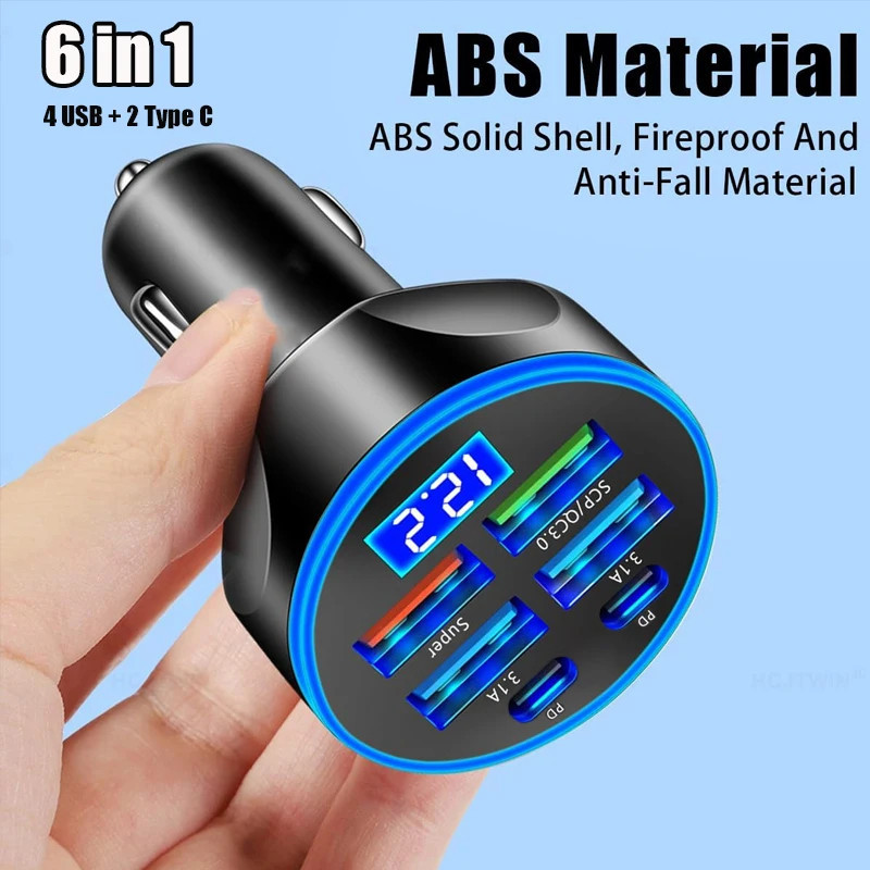 شارژر فندکی 6 پورت 66 وات مدل FP-89