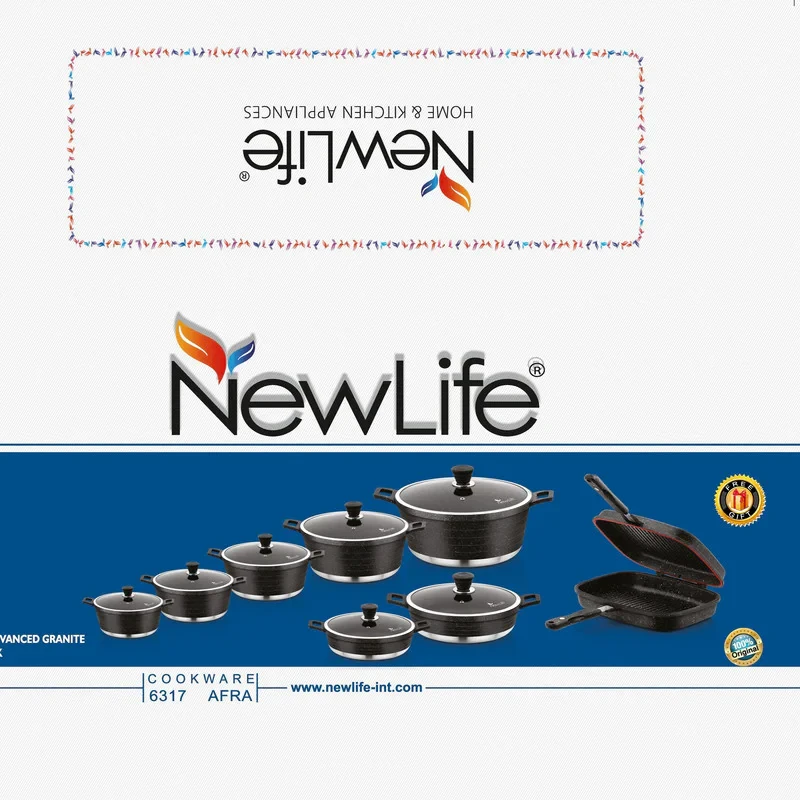 سرویس قابلمه و تابه گرانیتی 17 پارچه نیولایف مدل AFRA-6317