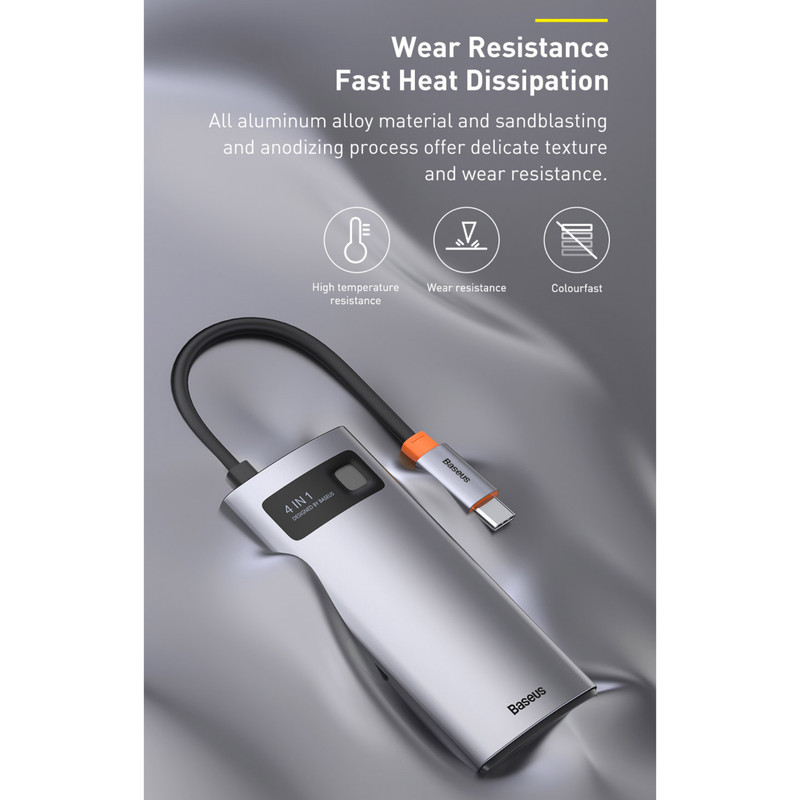 هاب 4 پورت USB-C باسئوس مدل Metal Gleam Series