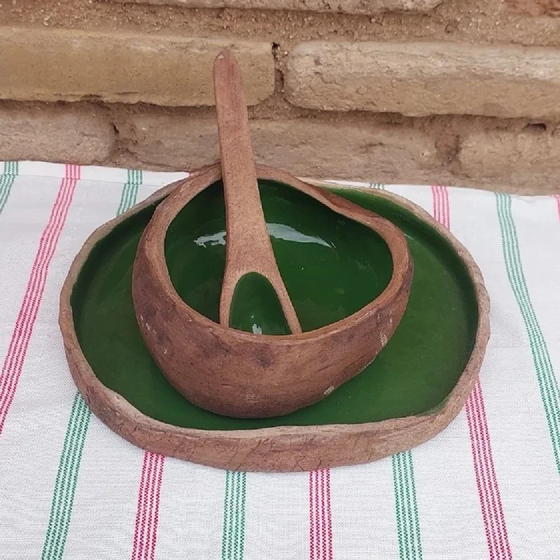 ست کاسه و  بشقاب سفالی مدل دسر خوری