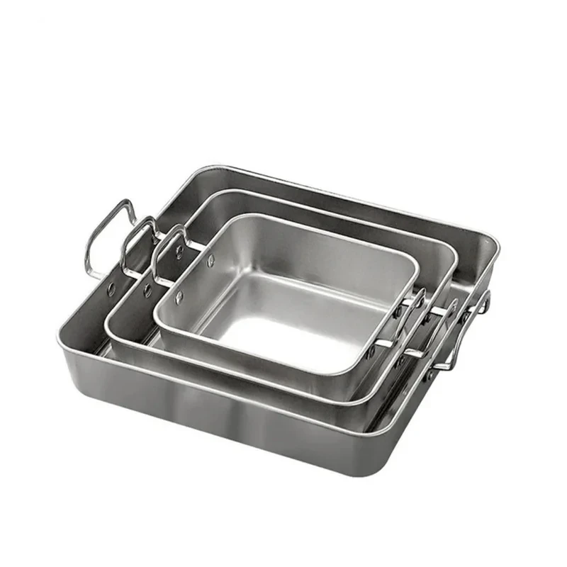 ست 3 عددی سینی مربع استیل ضدزنگ، سایز 15×15، 20×20، 25×25 سانتی‌متر، شستشو با دست