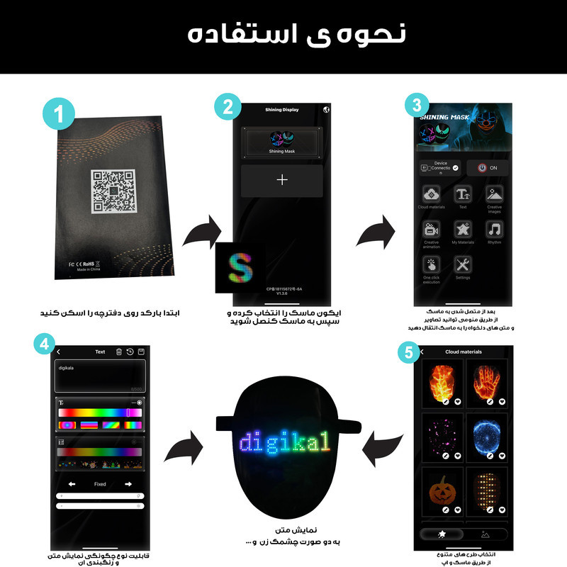 ماسک ایفای نقش هوشمند مدل شاینینگ کد  Shining-SL-019 RGB