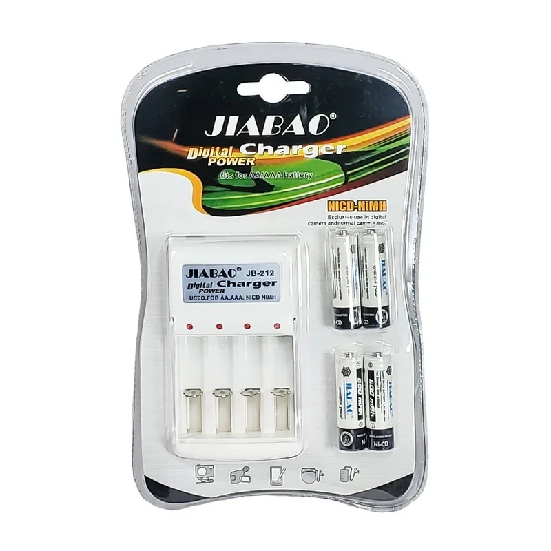 شارژر جیابائو مدل JB-212  کدAB402 به همراه باتری قلمی